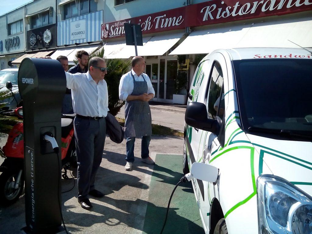 Il sindaco Tommaso Claudio Corvatta con i titolari del ristorante Sandwich Time