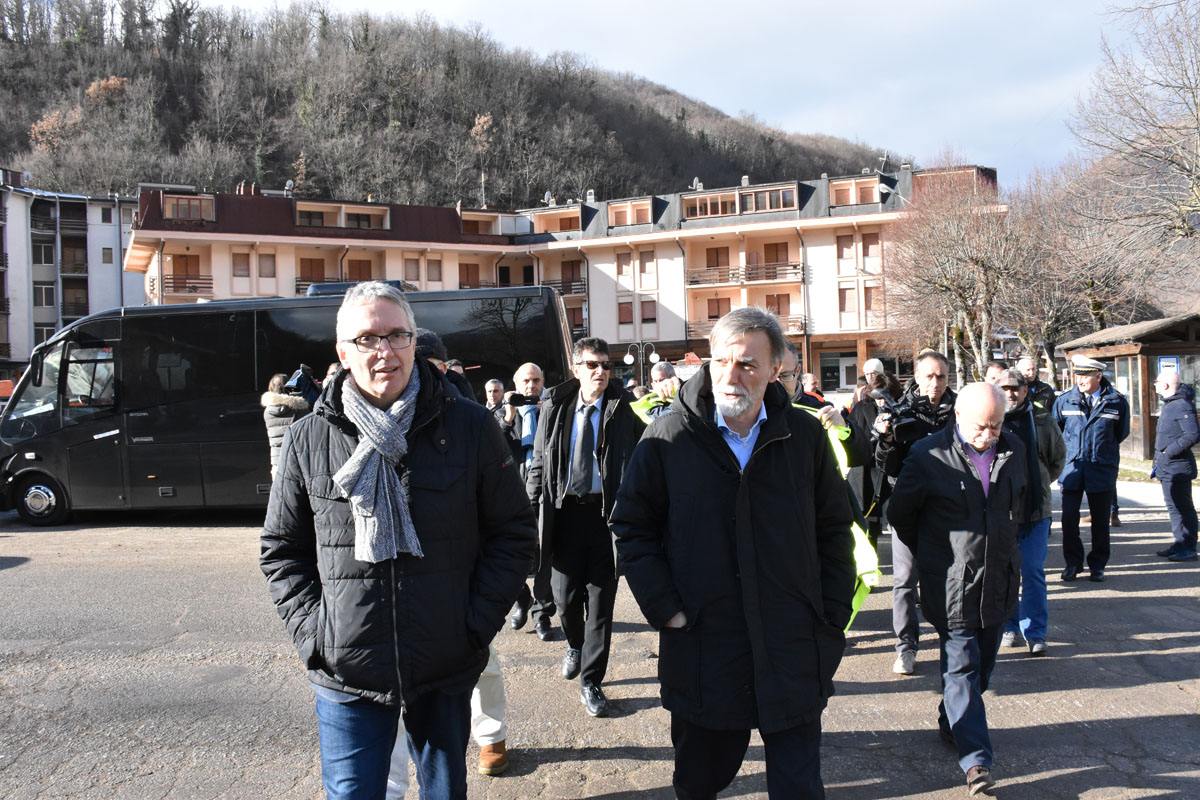 Delrio visita i cantieri Anas, Valnerina completamente riaperta