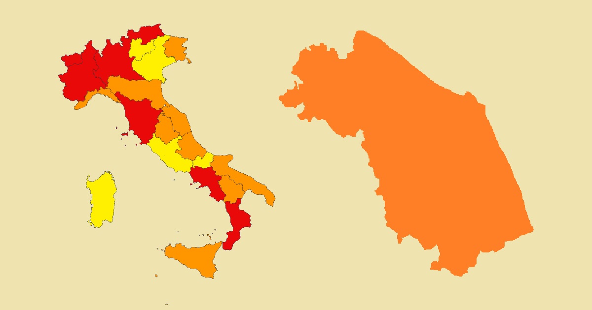 Regione Marche in area arancione, le nuove limitazioni