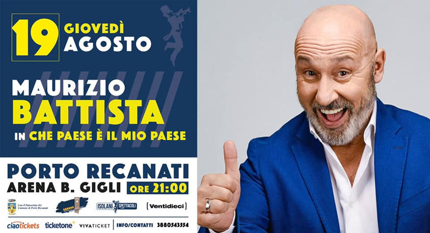 Porto Recanati, spettacolo di Maurizio Battista all’Arena Gigli