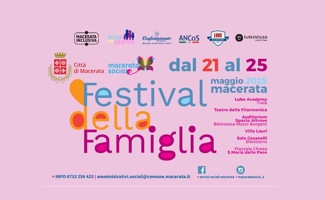 Macerata, eventi dal 21 al 25 maggio per il Festival della Famiglia
