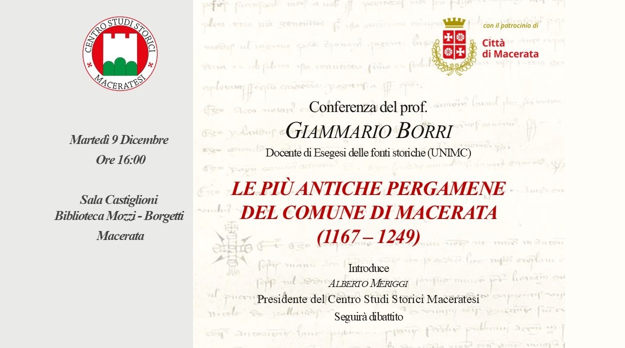 Centro Studi Storici Maceratesi, le più antiche pergamene del Comune